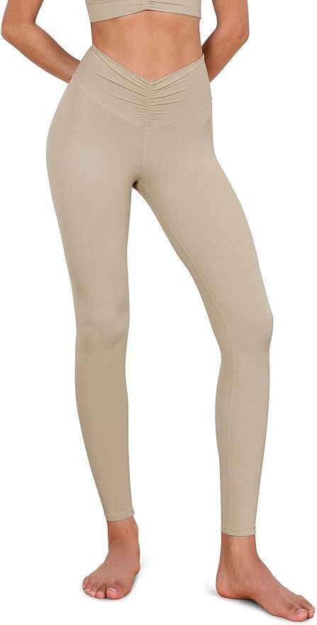 ODODOS Cloud Feeling Ruched Yoga Leggings for Women 25" / 28" High Waist Crossover Yoga Pants | Amazon (US)