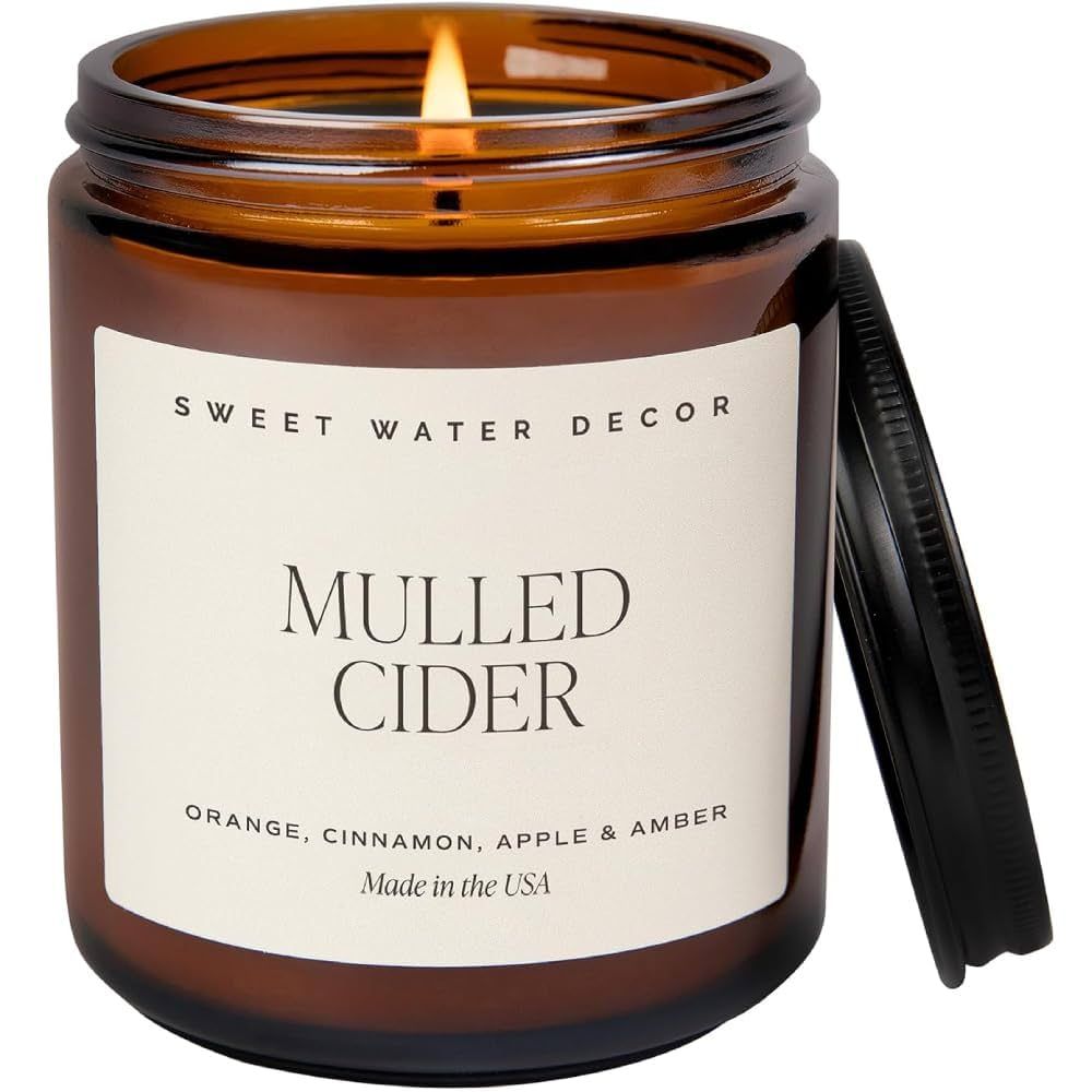 Sweet Water Decor Mulled Cider Soy Candle | Apple, Orange, Cinnamon, Cranberry, and Cedar Scented... | Amazon (US)