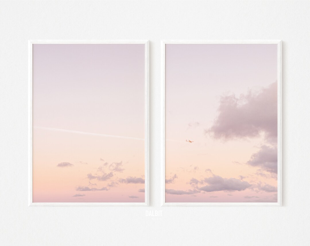 Blush Pink Clouds Wall Art  Set of Clouds Prints Pink Wall - Etsy | Etsy (US)
