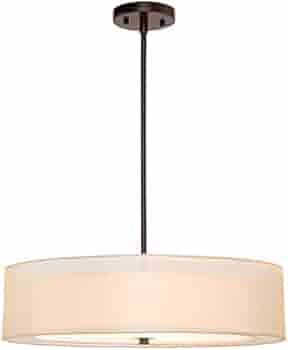 CO-Z 3 Light Double Drum Pendant Light, 20" Antique Bronze Convertible Semi-Flush Mount Drum Ceil... | Amazon (US)