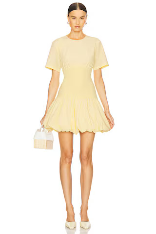 SIMKHAI Libbie Short Sleeve Mini Dress in Buttercream from Revolve.com | Revolve Clothing (Global)