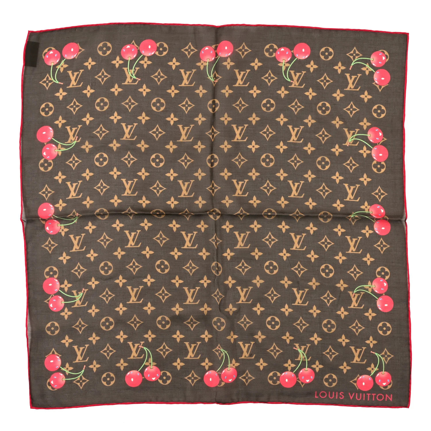 Louis Vuitton LV X TM Silk Monogram Cerise Square Scarf 55 Brown 1728085 | FASHIONPHILE (US)