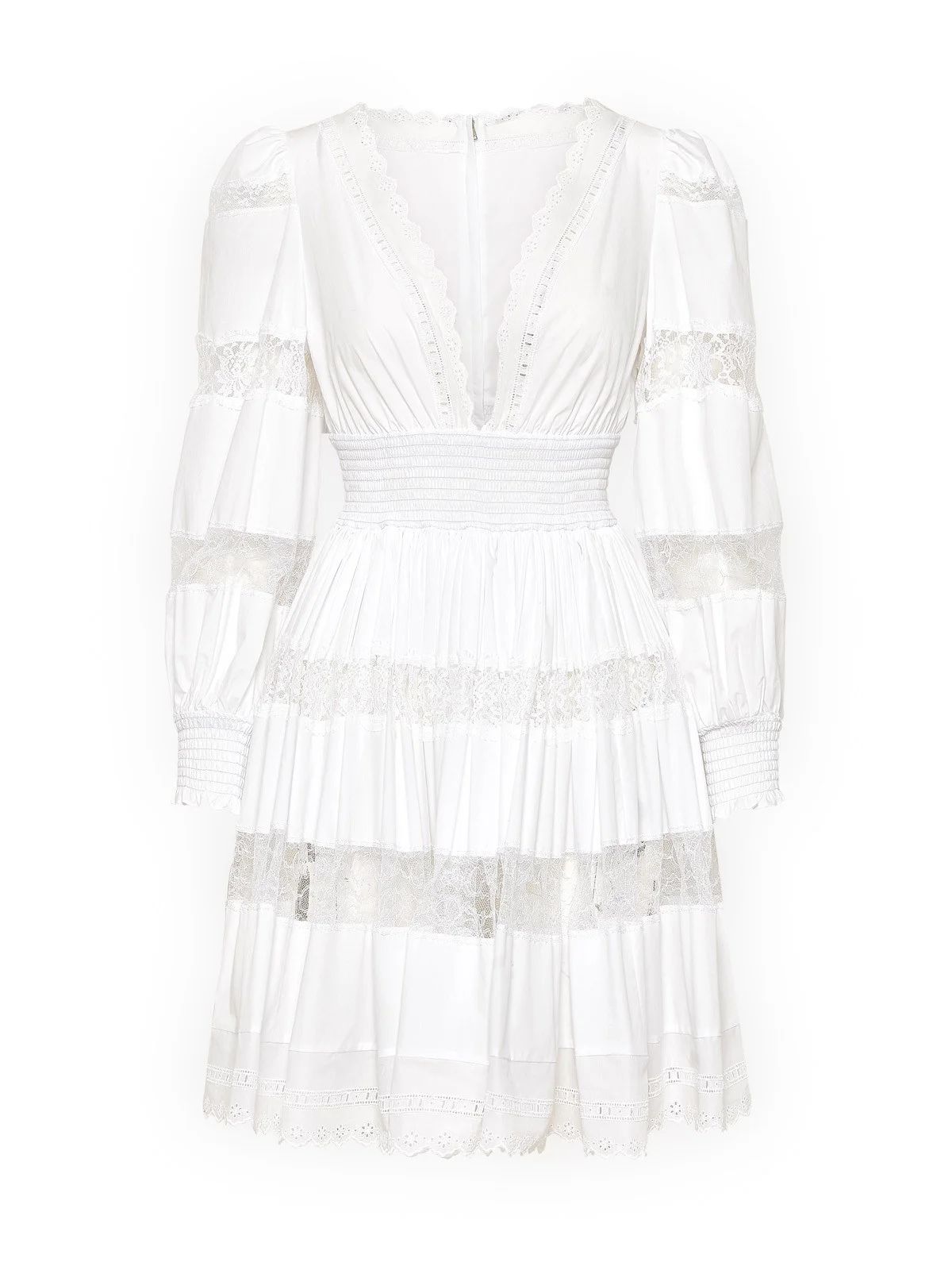 Dolce & Gabbana Lace Detailed Poplin Mini Dress | Cettire Global