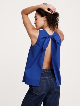 Cotton Poplin Cowl-Neck Open-Back Top | Banana Republic (US)
