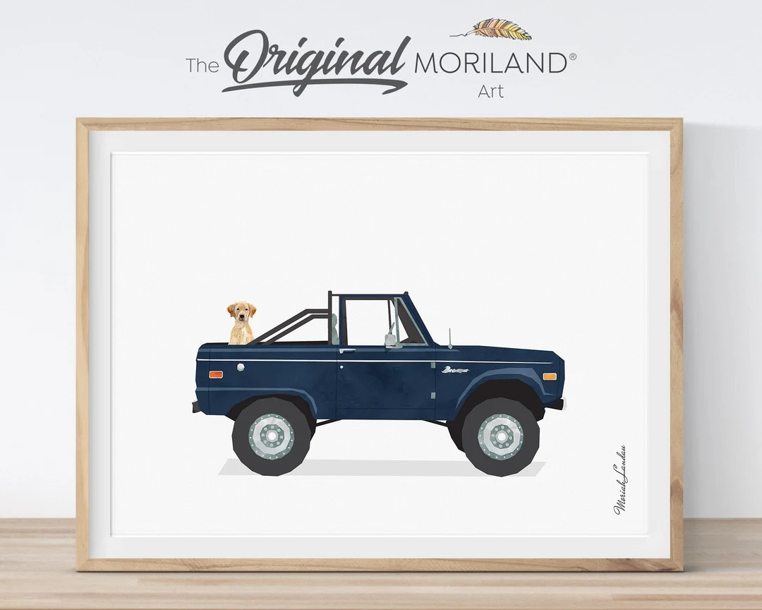 Classic Car With Dog Art Print, Labrador in Pickup Truck (digital Download) - Etsy | Etsy (US)