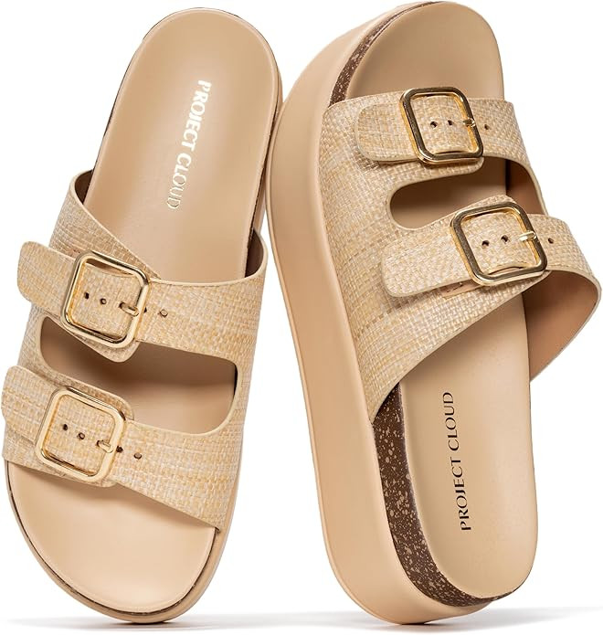 Project Cloud Platform Sandals Women - Plush & Soft Insole Wedge Slides for Women Footwear - Beac... | Amazon (US)