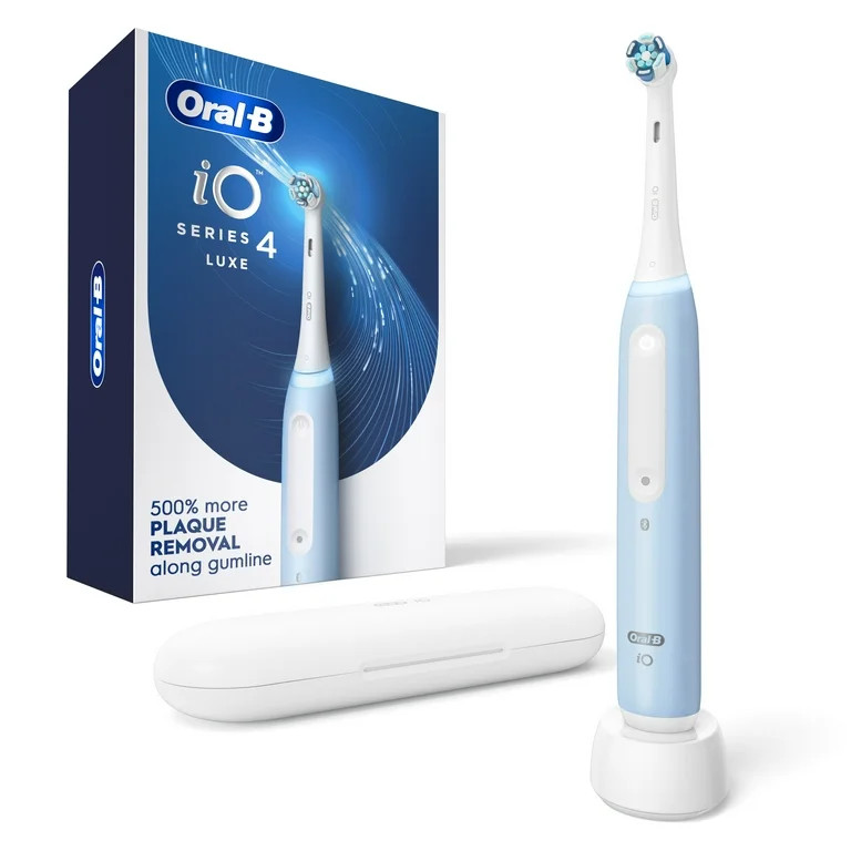 Oral-B iO Series 4 Rechargeable Electric Toothbrush, Icy Blue, Compact Head, for Adults & Kids 3+ | Walmart (US)