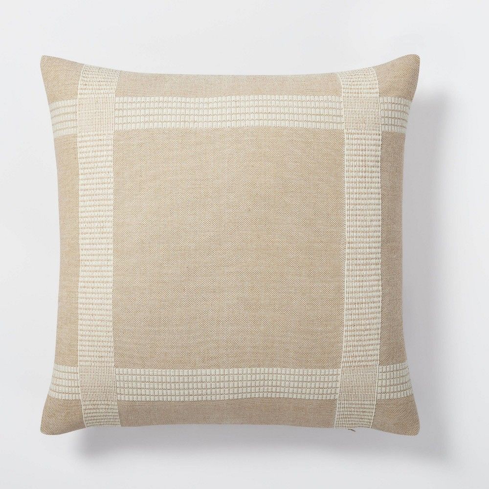 Oversized Woven Cotton Wool Windowpane Square Throw Pillow Brown - Threshold™ designed with Studio M | Target
