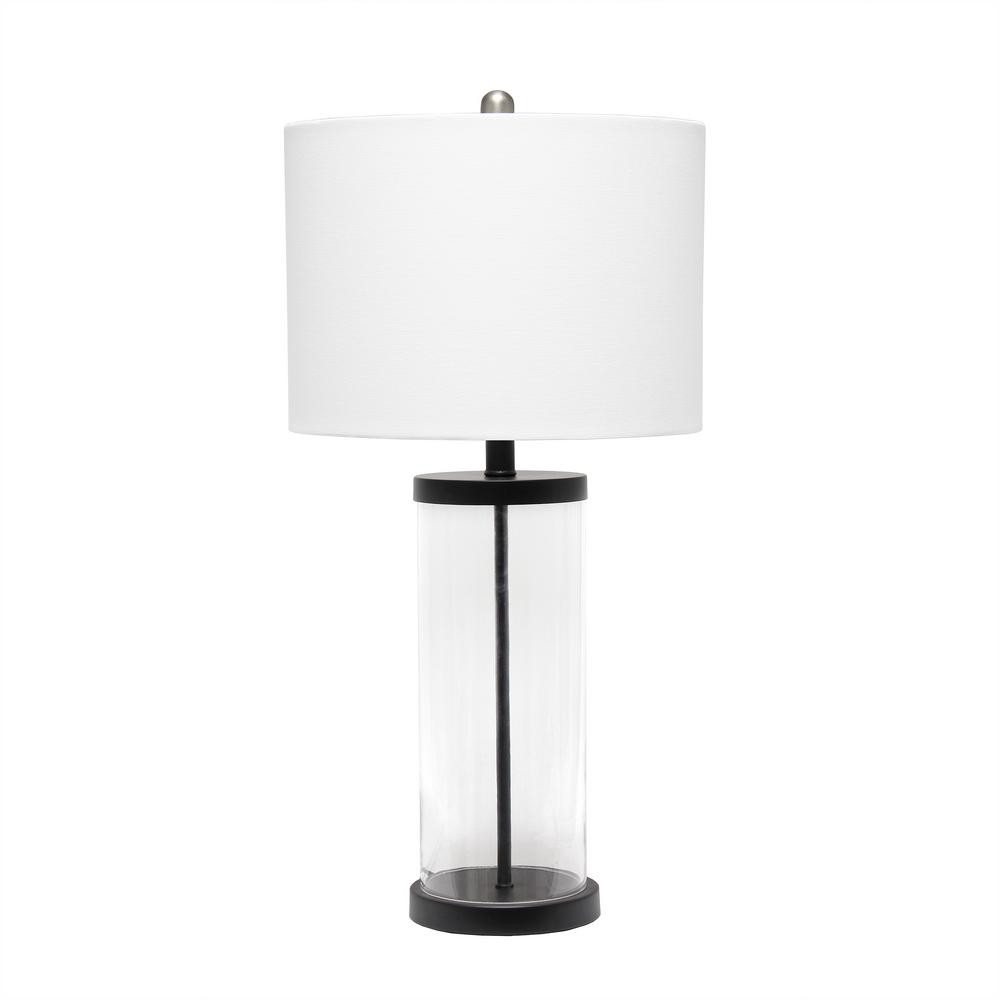 ALL THE RAGES INC 28 in. Entrapped Glass Table Lamp with White Fabric Shade | The Home Depot