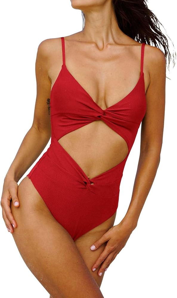 BERLOOK Women's Cutout Twist One Piece Swimsuit High Waisted Vintage Bathing Suit | Amazon (US)