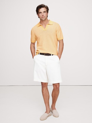 Cotton-Linen Johnny-Collar Sweater Polo | Banana Republic (US)