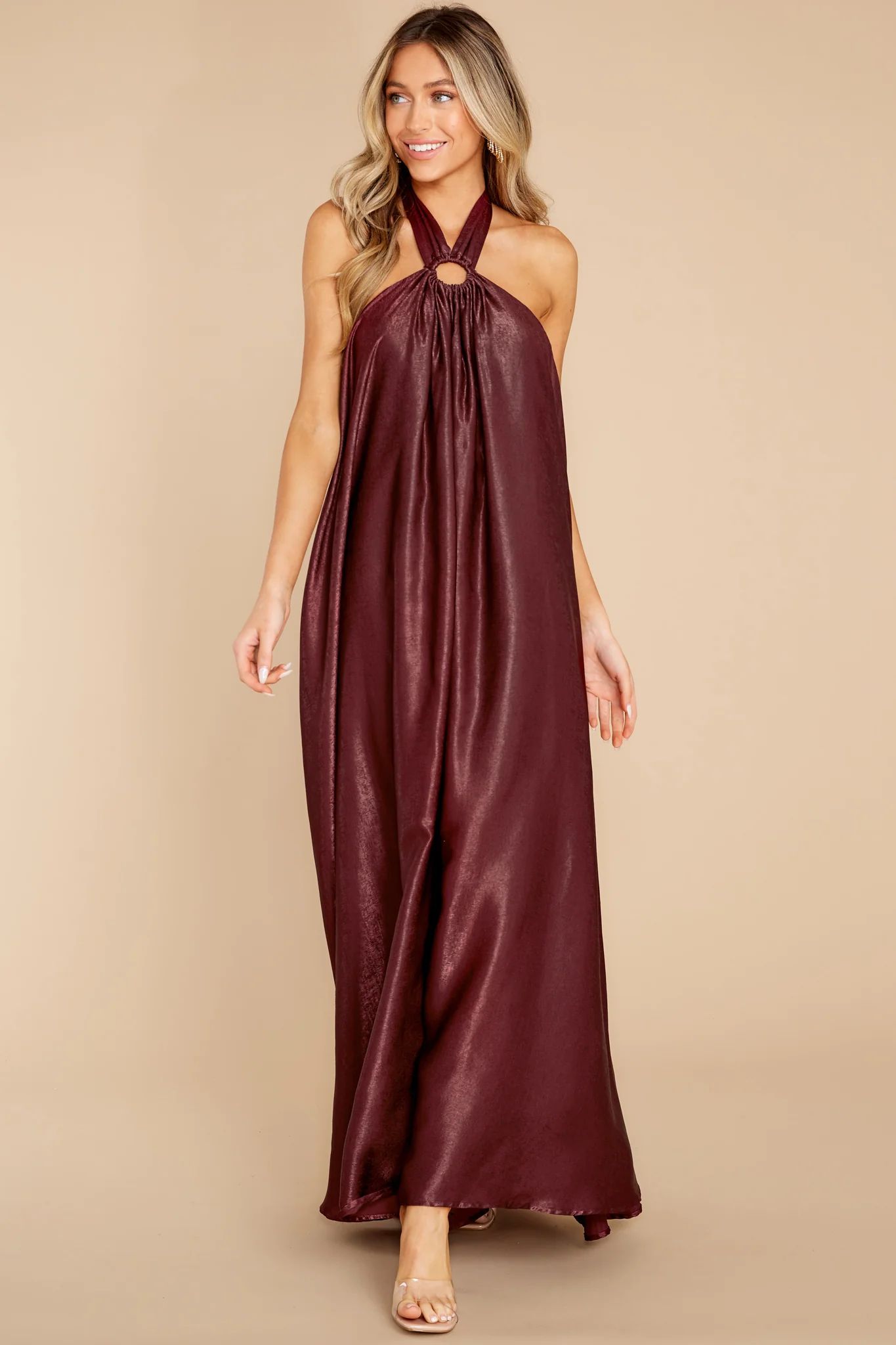 Covered By Love Dark Wine Maxi Dress | Red Dress 