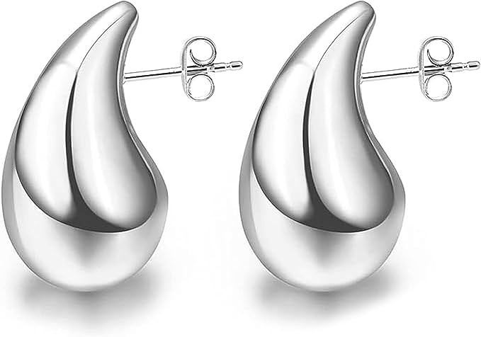 behone Chunky Gold Hoop Earrings Gold Drop Earrings Chunky Gold Hoop Earrings for Women Statement... | Amazon (UK)