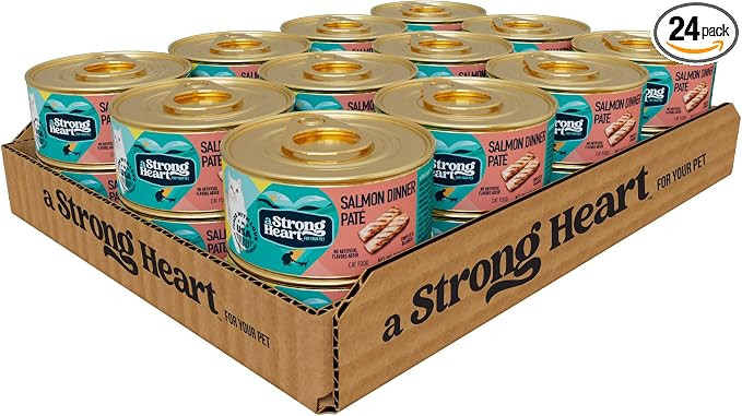 A Strong Heart Canned Wet Cat Food, Salmon Dinner Pat\u00e9 - 3 oz Cans (Pack of 24), Made in The... | Amazon (US)