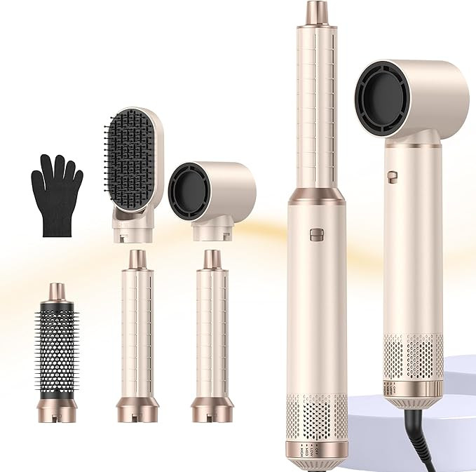 Blow Dryer Brush 5 in 1, Negative Ion Hair Dryer Brush Set Upgrade Hot Air Brush Air Styler Curli... | Amazon (US)