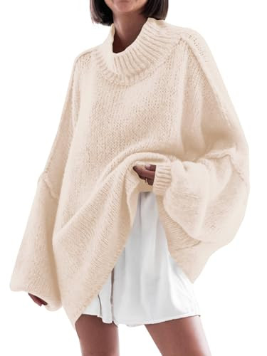 Saodimallsu Womens Oversized Sweaters Mock Neck Batwing Long Sleeve 2026 Fall Trendy Ribbed Knit ... | Amazon (US)
