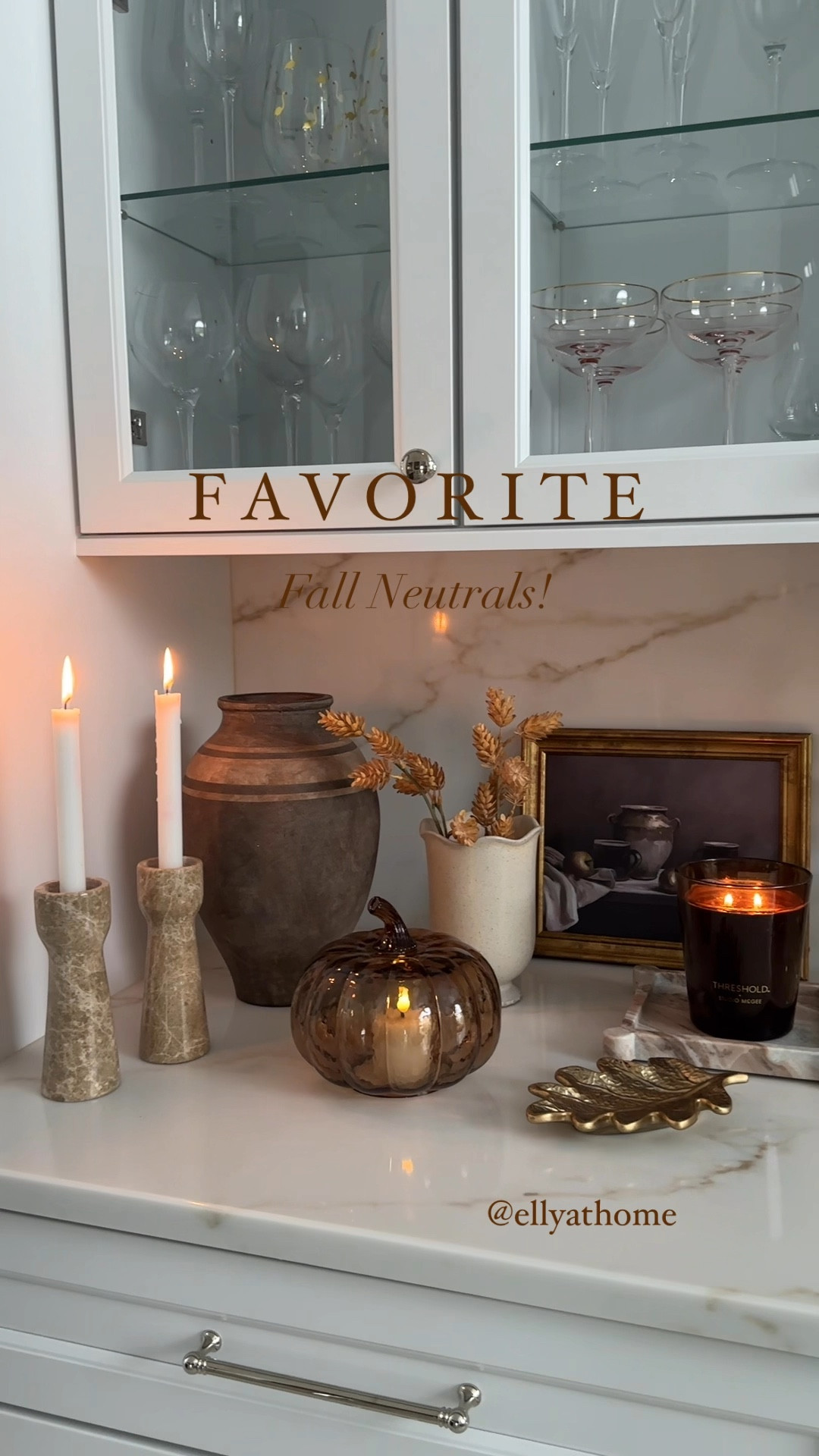 Favorite fall neutrals and textures! Shop vases, candleholders, amber glass pumpkins, fall candles, marble tray, artwork. Pottery Barn, Target, Amazon, Michael’s stores  

#LTKStyleTip #LTKFindsUnder50 #LTKHome