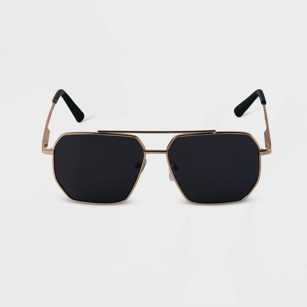 Women's Metal Geo Aviator Sunglasses - A New Day Gold | Target