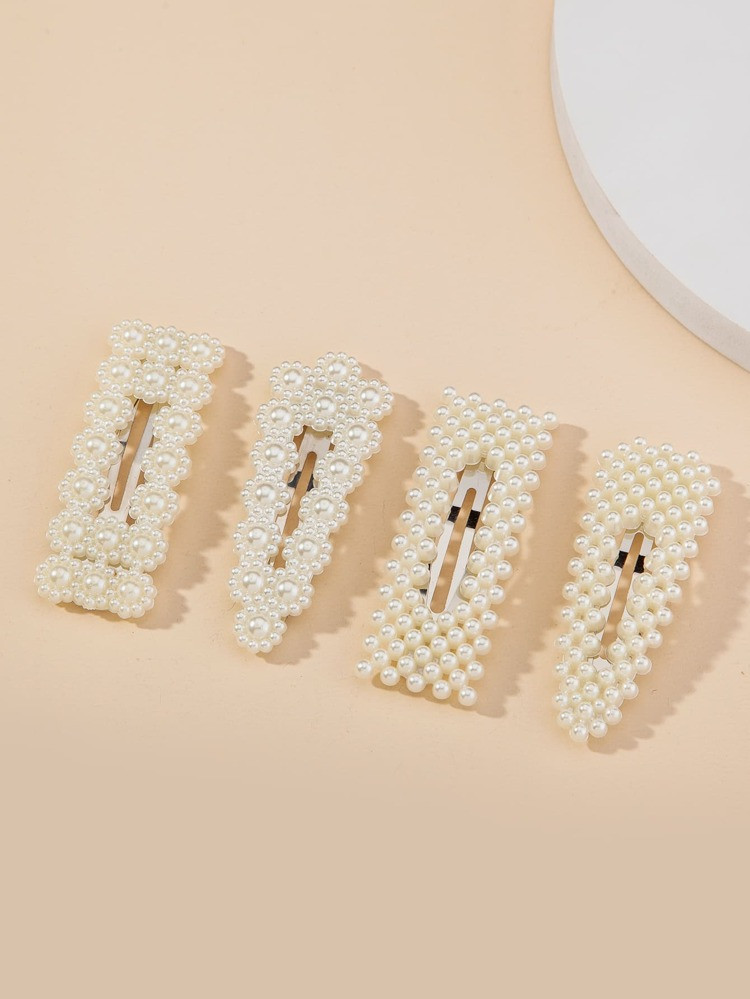 4pcs Toddler Girls Faux Pearl Decor Hair Clip | SHEIN