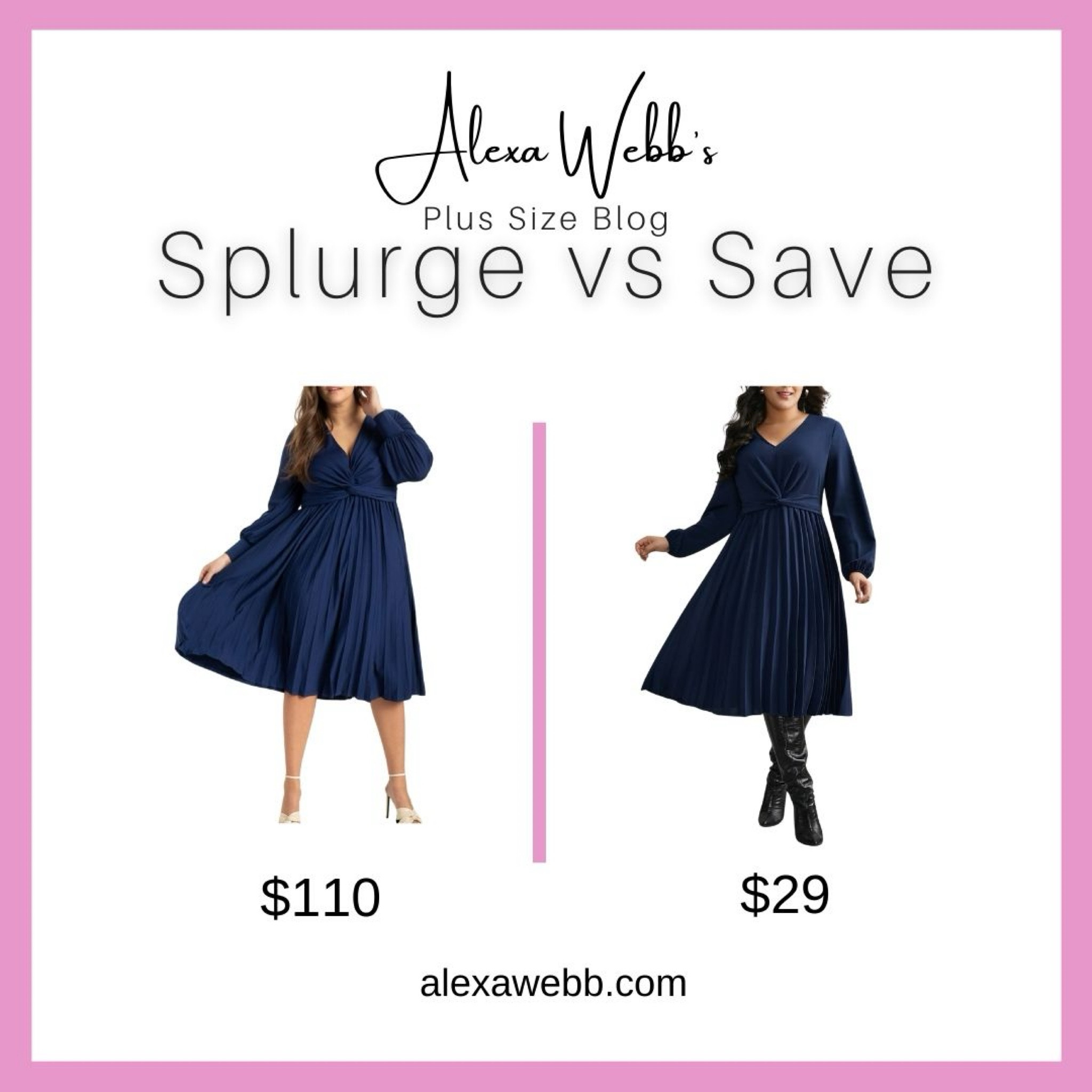Plus Size Blue Pleated Dress - Splurge vs Save by Alexa Webb #plussize

#LTKStyleTip #LTKOver40 #LTKPlusSize
