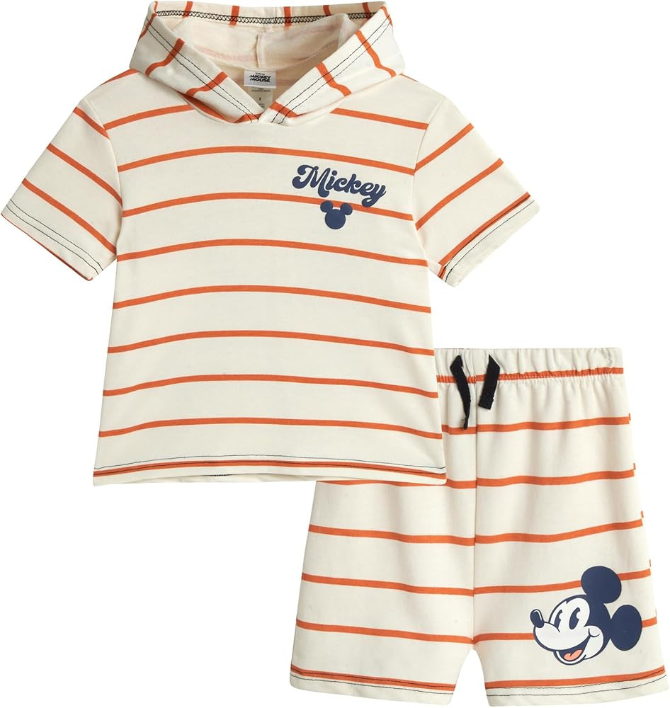 Disney Boys' Shorts Set - 2 Piece Hoodie Sweatshirt and Shorts: Mickey Mouse, Winnie the Pooh, Li... | Amazon (US)