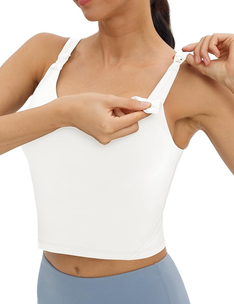 Foucome Womens Nursing Bras for Breastfeeding Maternity Tank Tops Crop Top with Built in Bra Long... | Amazon (US)