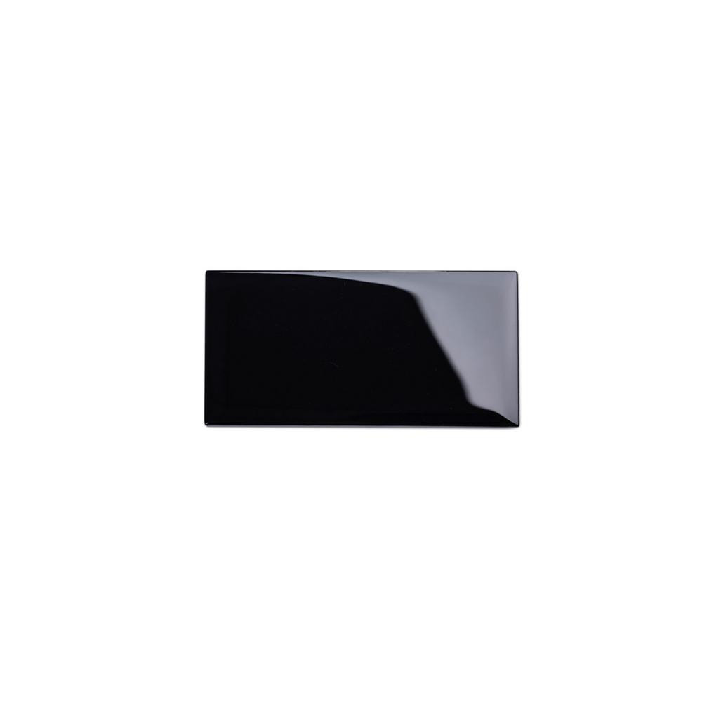 Giorbello 3 in. x 6 in. x 8 mm Black Glass Subway Tile Sample | The Home Depot