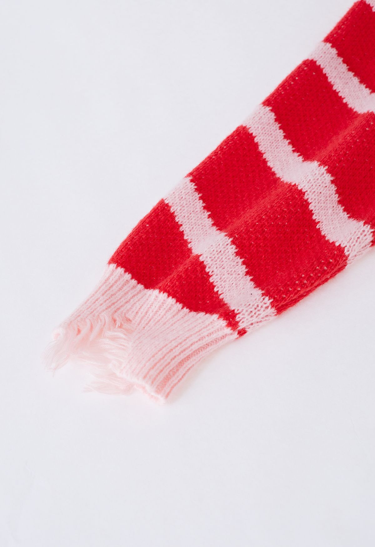 Multilayer Heart Frayed Edge Knit Sweater in Red | Chicwish