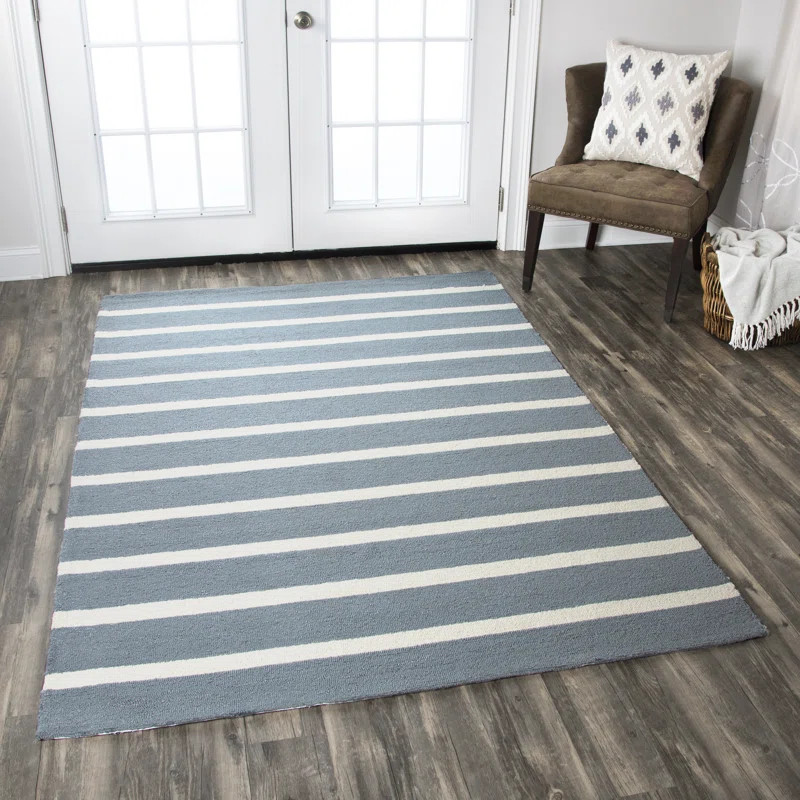 Malakoff Striped Handmade Tufted Indoor / Outdoor Area Rug in Gray | Wayfair North America
