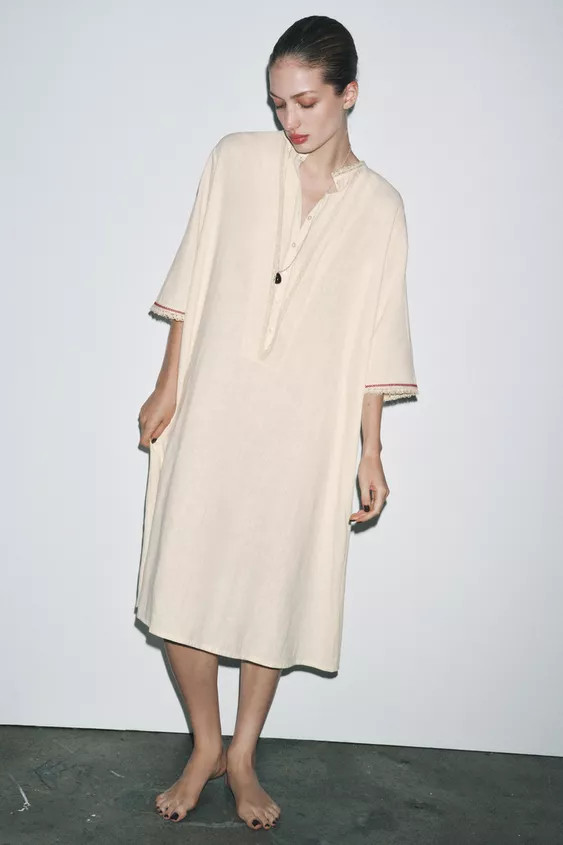 LIMITED EDITION CONTRAST LINEN KAFTAN | Zara US