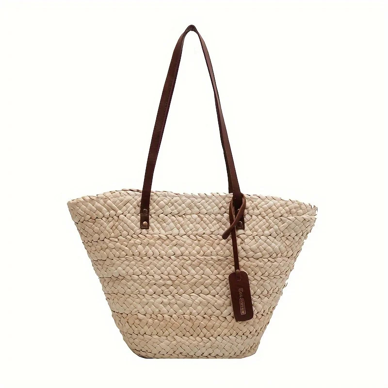 XOGNGZH Straw Beach Shoulder Bag  Solid Color Simple Leisure Large Capacity Tote Bag  Women‘s F... | Walmart (US)