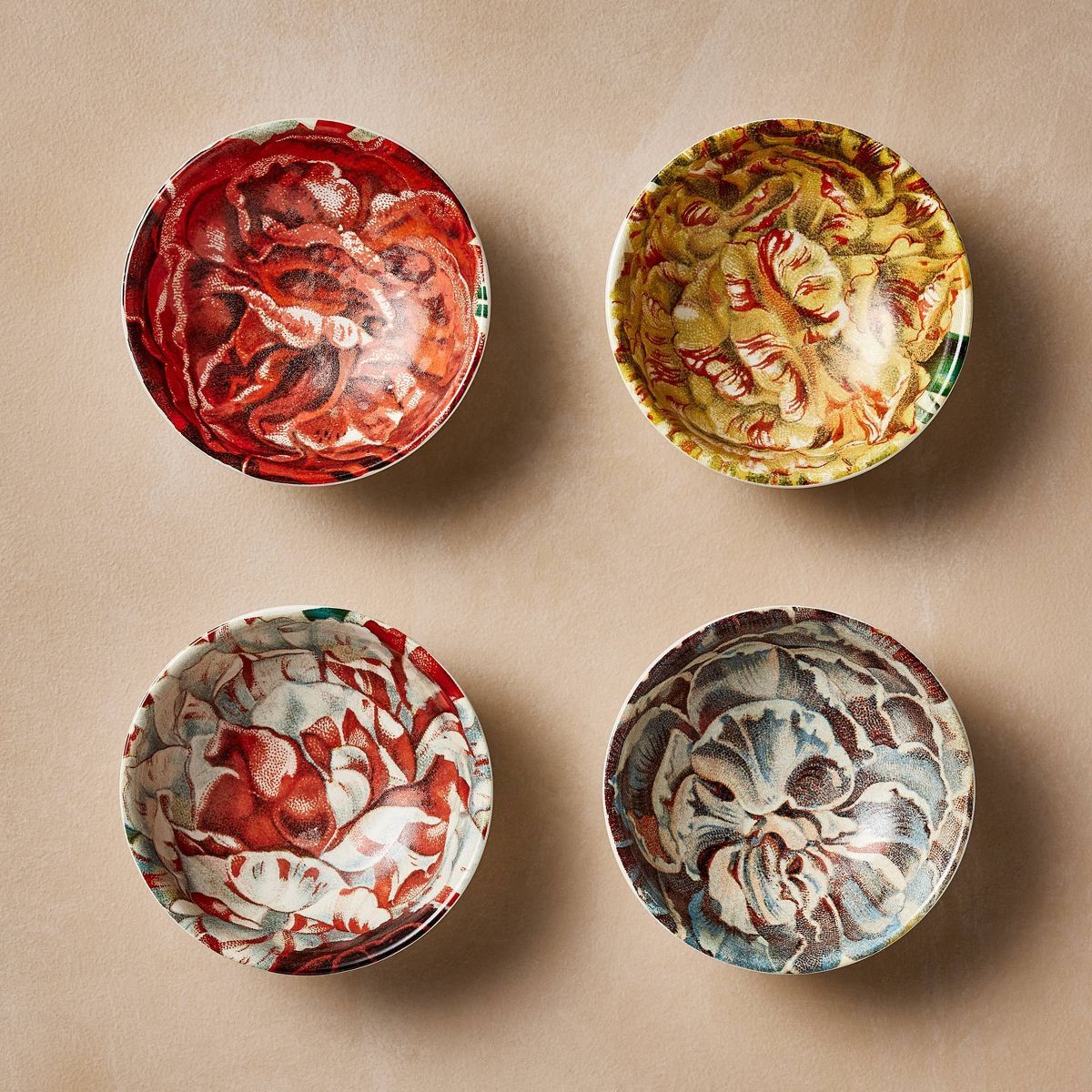 4pc Fall Stoneware Condiment Dish Set Floral - John Derian for Target | Target