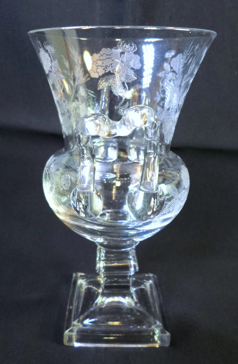 Vintage Duncan & Miller INDIAN TREE URN Vase With Applied Handles Elegant Glass - Etsy | Etsy (US)