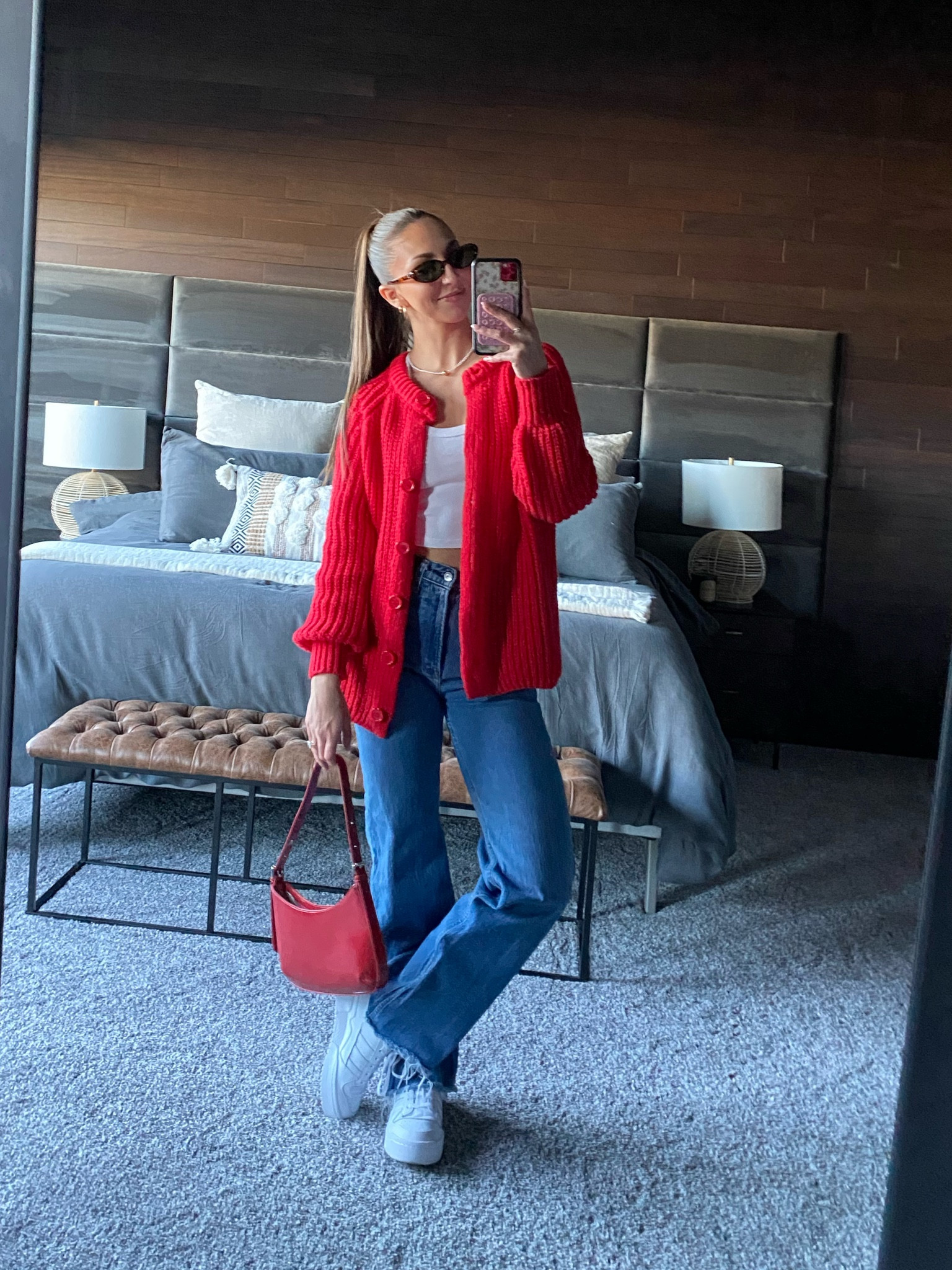 Valentine’s Day inspired outfit! I originally got this bright red sweater for around Christmas, but realized it’s perfect for V-Day! 💌 These are my favorite jeans too😍

#LTKFindsUnder50 #LTKStyleTip #LTKSeasonal