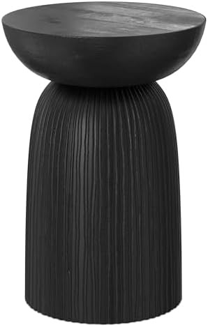 SIMPLIHOME Boyd End Table - 13 inch Wide Solid Mango Wood Round Accent Table with Line Texture in... | Amazon (US)