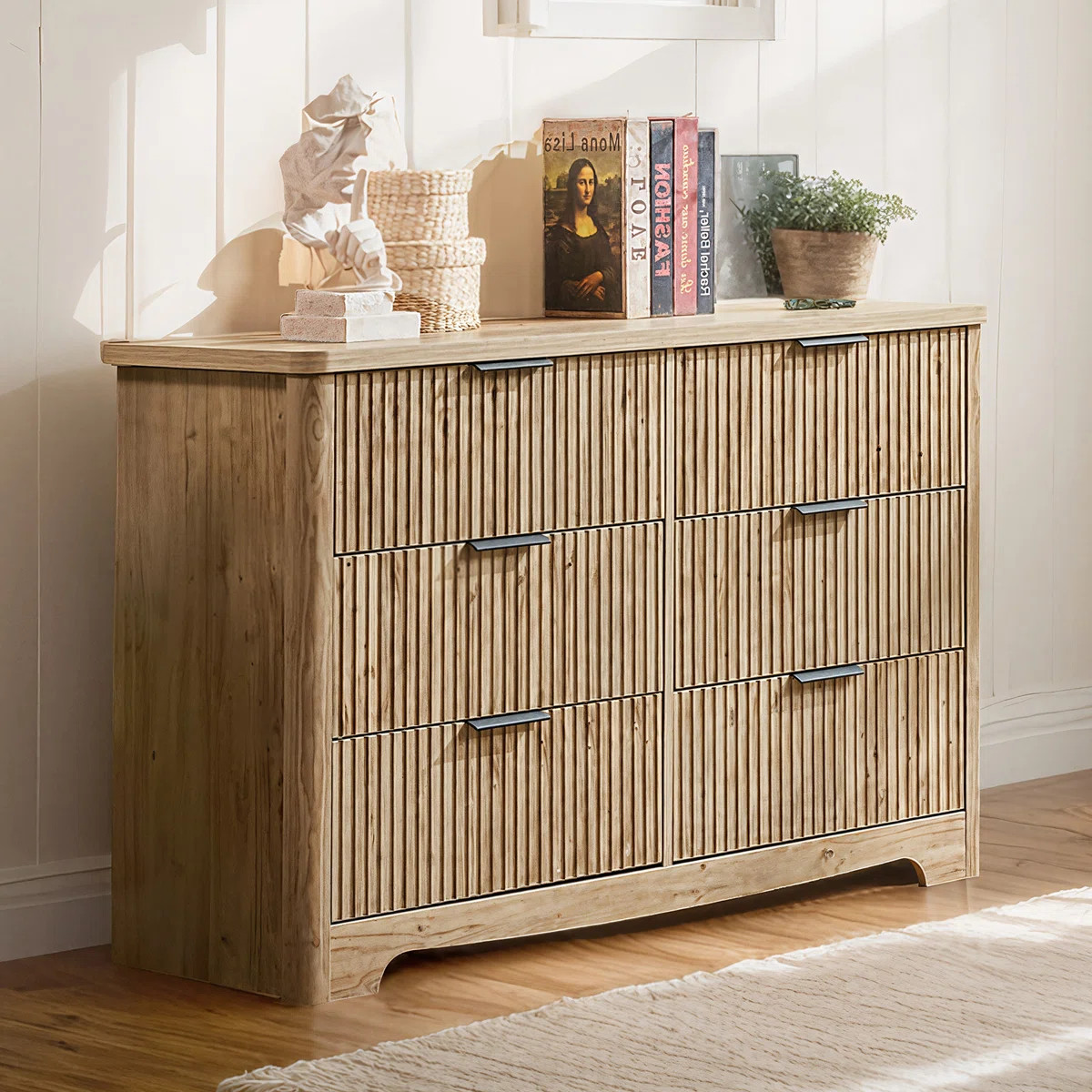 Jahree  6 Drawers Fluted Dresser , Wood Chest of Drawers for Bedroom, Living room, Dressing room,... | Wayfair North America