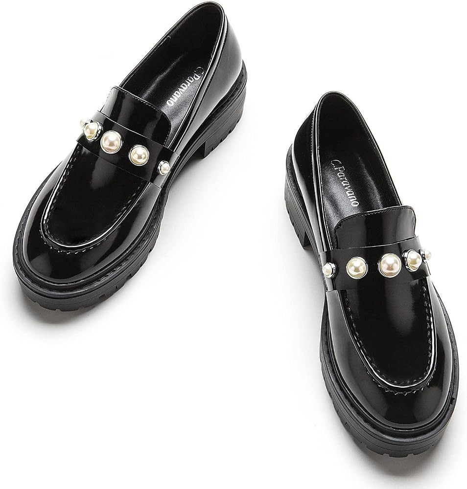C.Paravano Chunky Loafers for Women Comfort | Womens Loafers Shoes Casual | Platform Loafers for ... | Amazon (US)