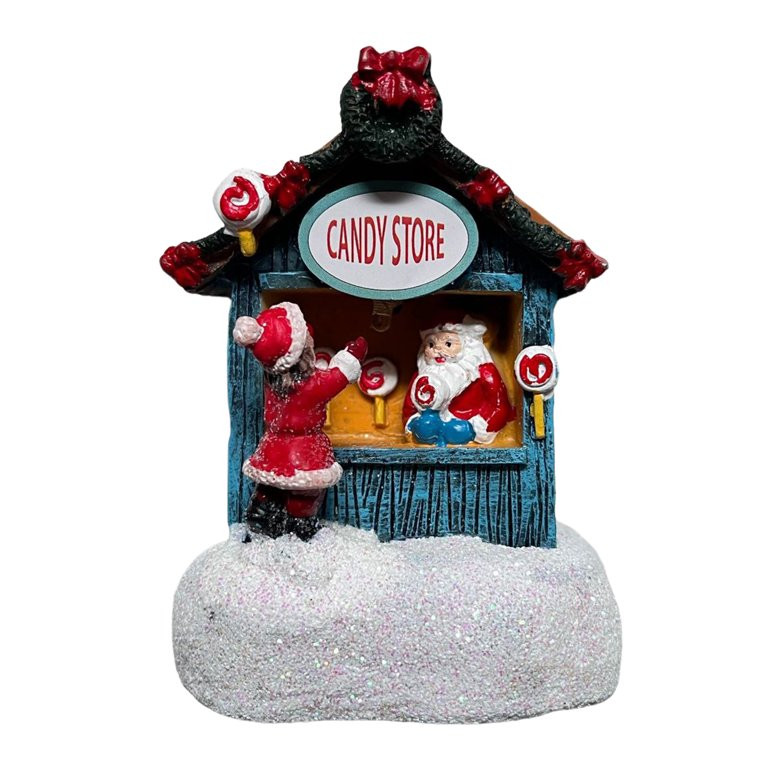 Eosunjian Christmas Winter Village House Ornaments Mini Light-up Christmas Shop with Santa Resin ... | Walmart (US)