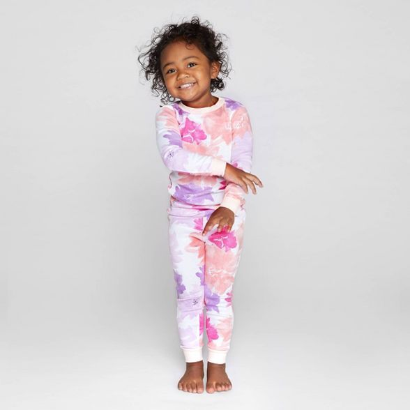 Burt's Bees Baby® Toddler Girls' Watercolor Floral Organic Cotton Pajama Set - Pink | Target