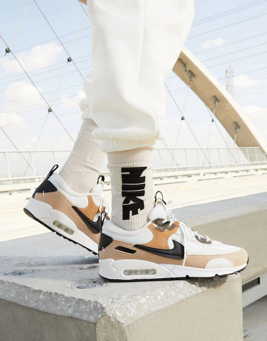 Nike Air Max 90 Futura sneakers in black and sand drift beige | ASOS (Global)