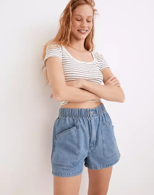 Denim Pull-On Utility Shorts in Grandfield Wash | Madewell