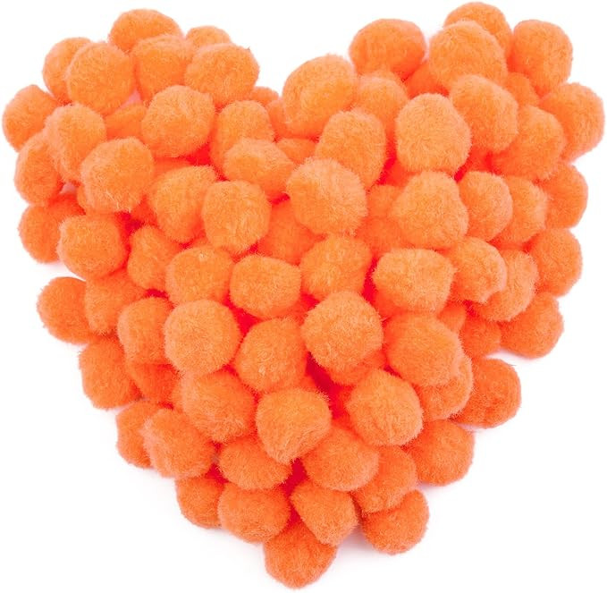 MORFEN 150 Pieces Pom Poms, 1 Inch Orange Craft Pom Poms, Fuzzy Pompom Puff Balls, Small Pom Pom ... | Amazon (US)