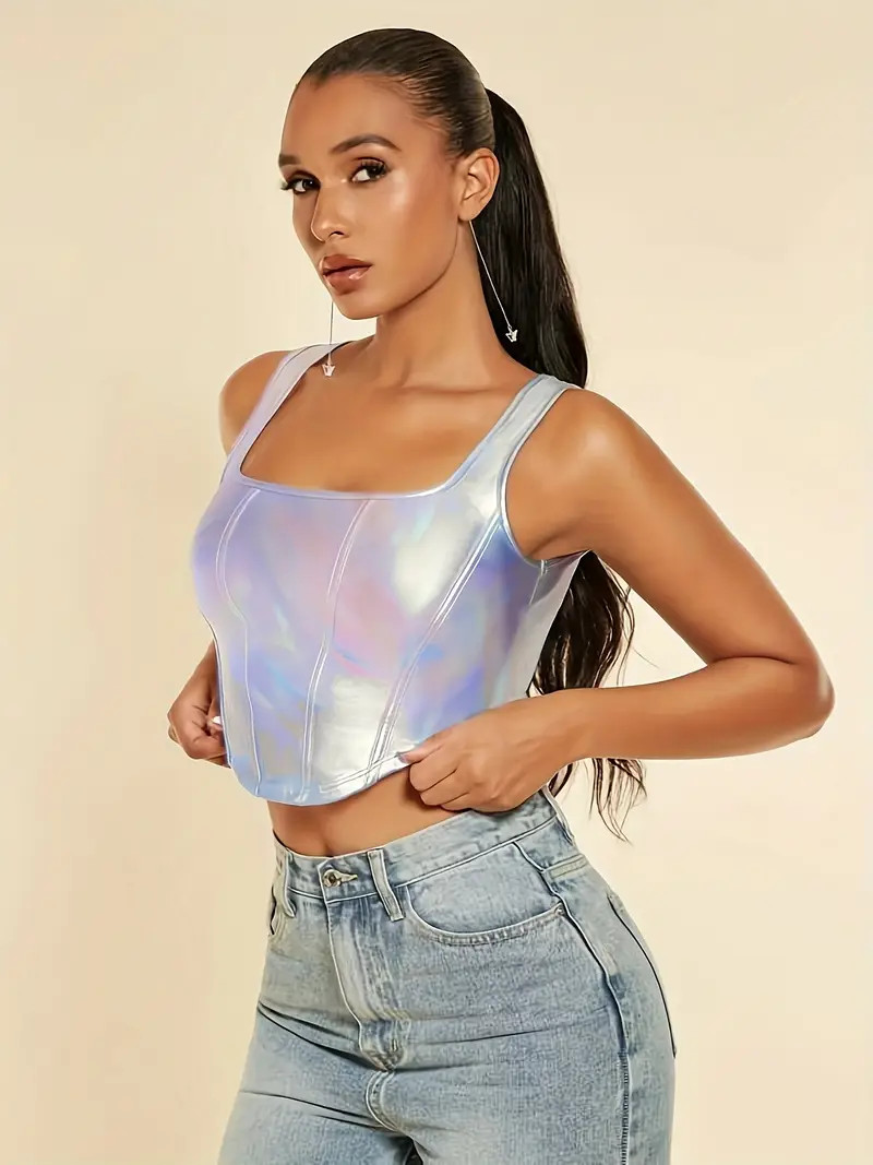 Solid Square Neck Tank Top Y2k Sleeveless Dipped Hem Top - Temu | Temu Affiliate Program