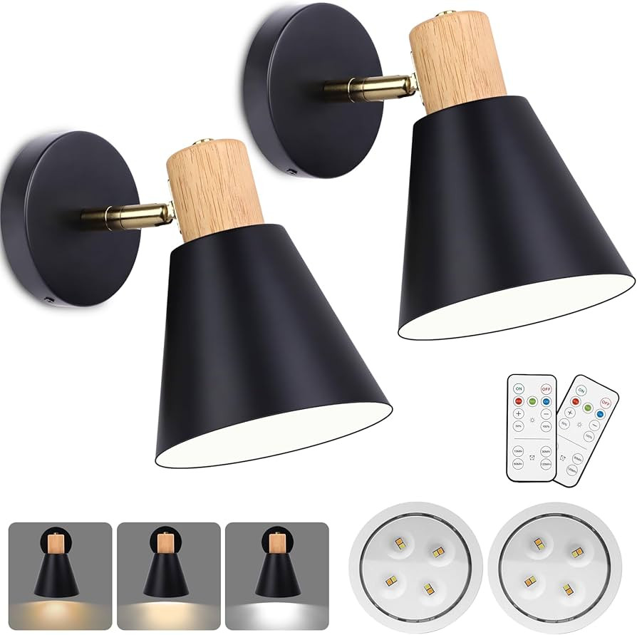 Kavedodu Battery Operated Wall Sconces with Remote 3 Colors Changeable Dimmable Wall Sconces Set ... | Amazon (US)