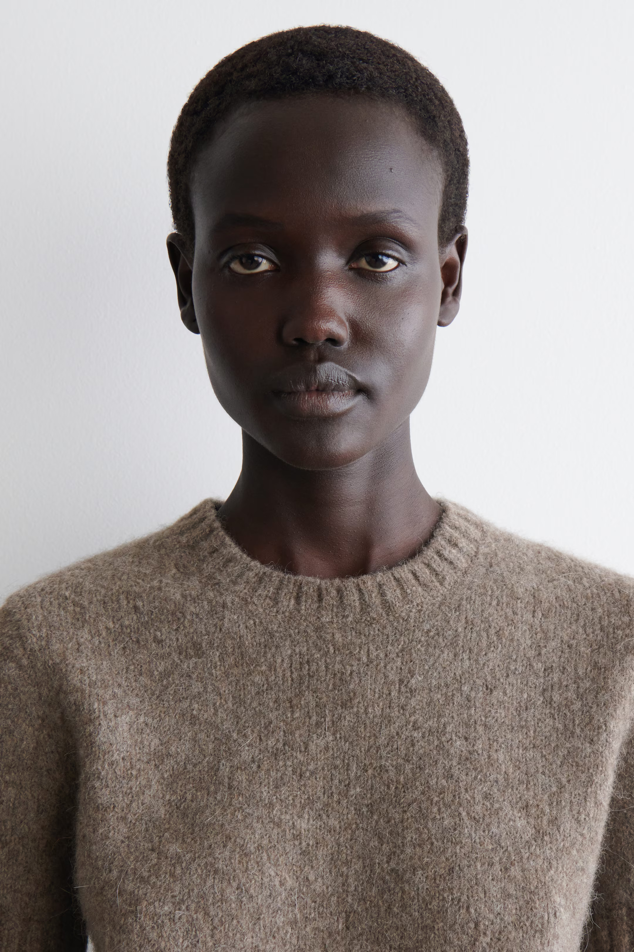 STRICK-T-SHIRT AUS ALPAKA-MIX - TAUPE MELIERT | COS | COS (EU)