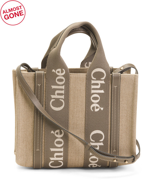Made In Italy Linen Woody Small Tote With Shoulder Strap | TJ Maxx