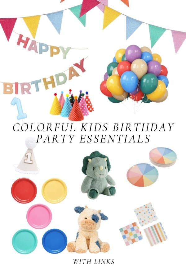 Colorful kids birthday party list to make shopping easy for you! Toddler party or baby party theme! Vintage birthday aesthetic 