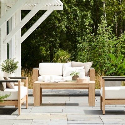 Montpelier 4pc Wood Patio Conversation Set - Natural - Smith & Hawken™ | Target