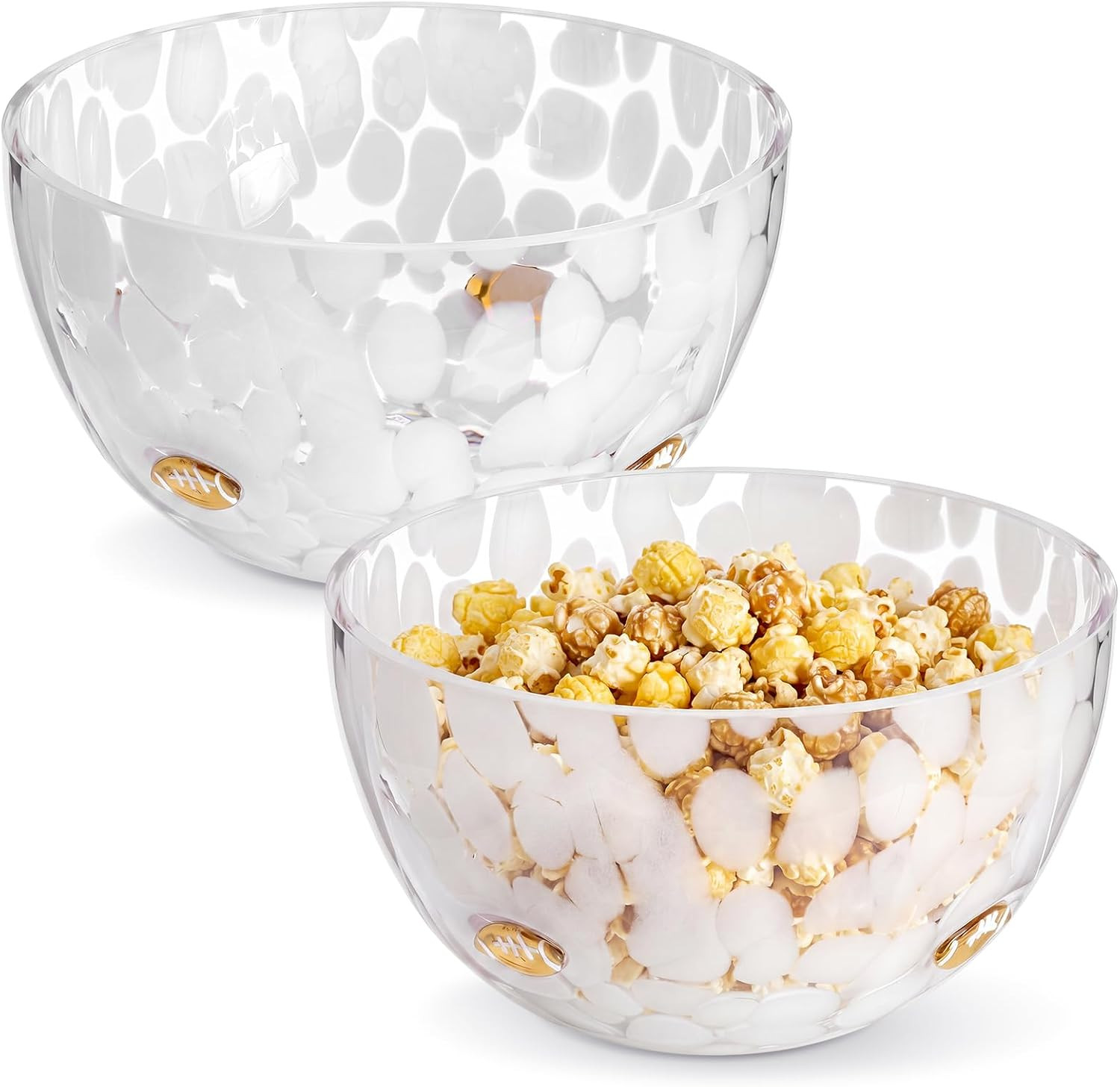 SiliFine 2 PCS Football Icon Confetti Glass Bowl - Glass Salad Mixing Bowls Set for Kitchen Baking, Cooking, Parties Decor, Football Party Gift & Daily Use | Amazon (US)