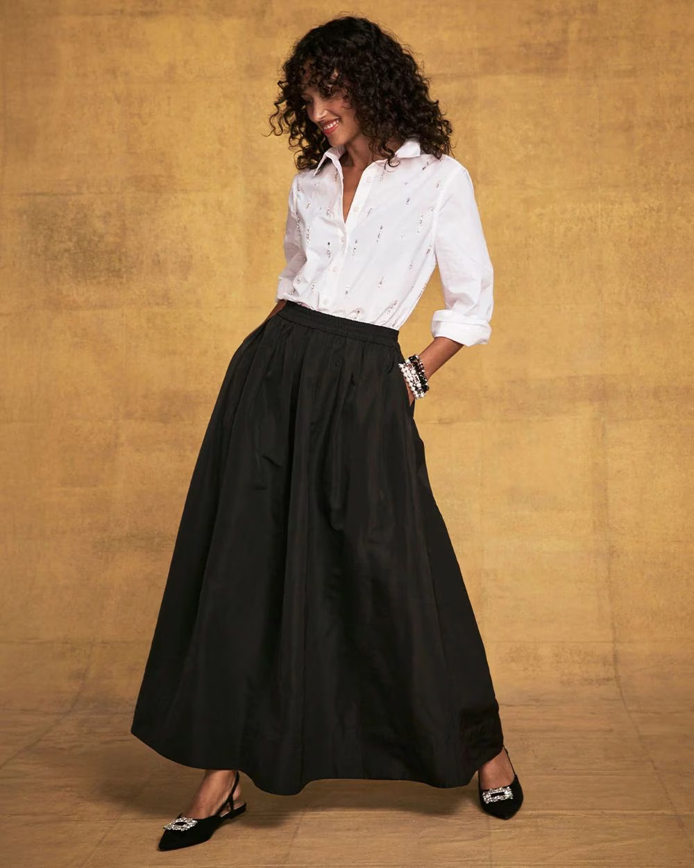 Pleated Taffeta Maxi Skirt | Chico's